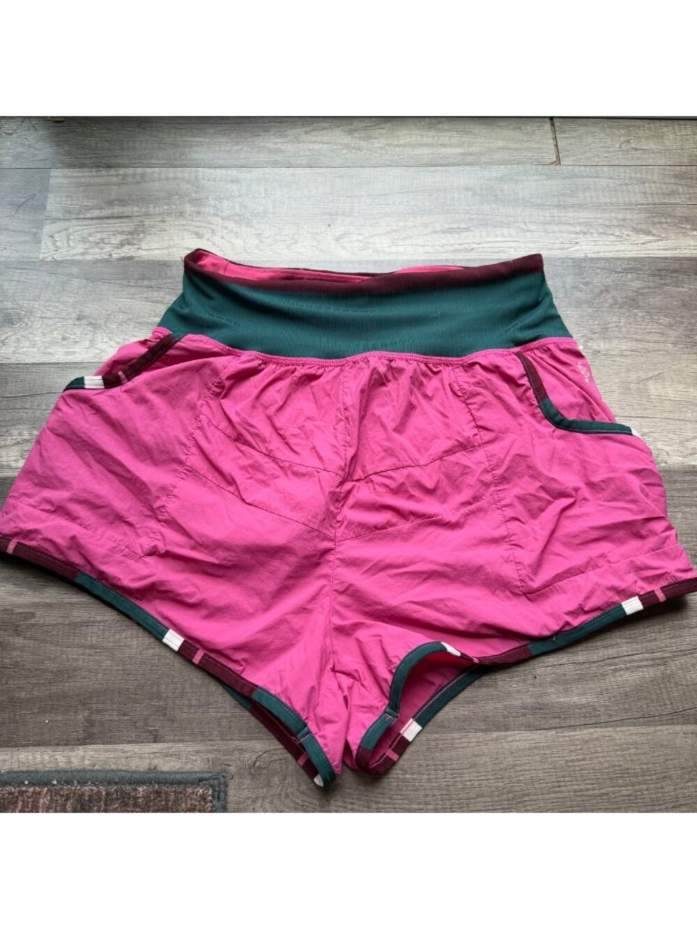 Free People Elastic Waistband & Floral Accent - Pink & Green